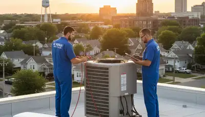 HVAC technician performing residential AC repair service in Cincinnati, OH