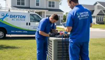 HVAC technician performing residential AC repair service in Cincinnati, OH