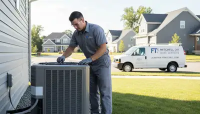 Professional AC repair technician servicing air conditioner in Cincinnati, OH