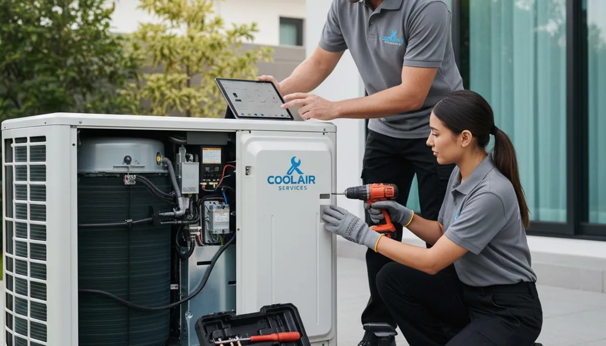 Technician performing AC repair service in Cincinnati, OH home for Five Star Cooling