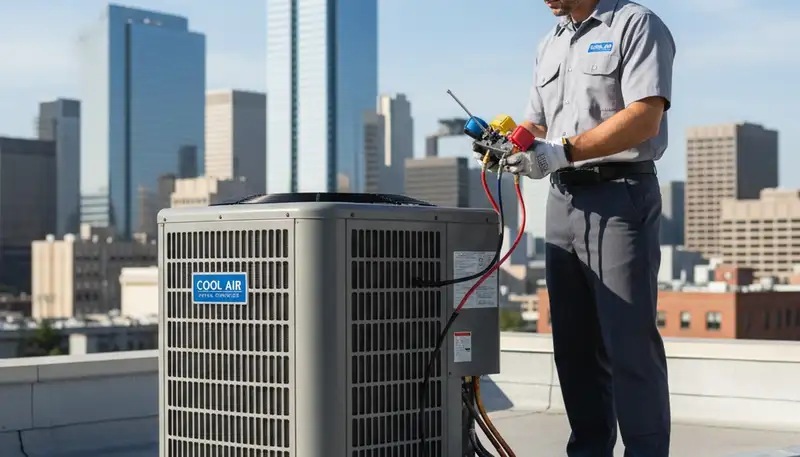 HVAC technician performing AC repair service at a Cincinnati, OH home for Five Star Cooling