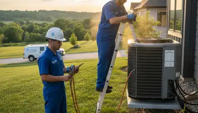 Professional AC repair technician serving residential units in Cincinnati, OH
