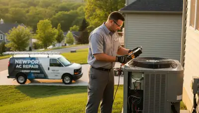 Professional AC repair technician servicing air conditioner unit in Cincinnati, OH