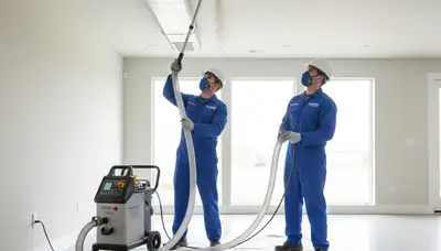 Technician cleaning air ducts for HVAC system in Cincinnati, OH home by Five Star Cooling