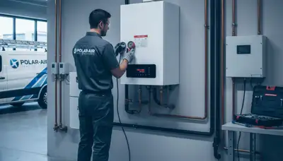 Technician performing boiler repair service in Cincinnati, OH home basement