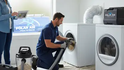Technician providing professional dryer vent cleaning service in Cincinnati, OH home