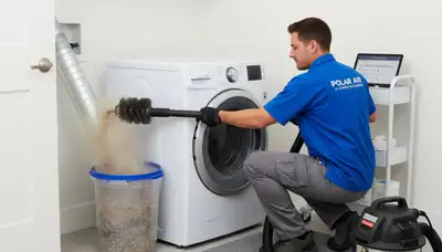 Technician performing professional dryer vent cleaning in Cincinnati, OH for Five Star Cooling