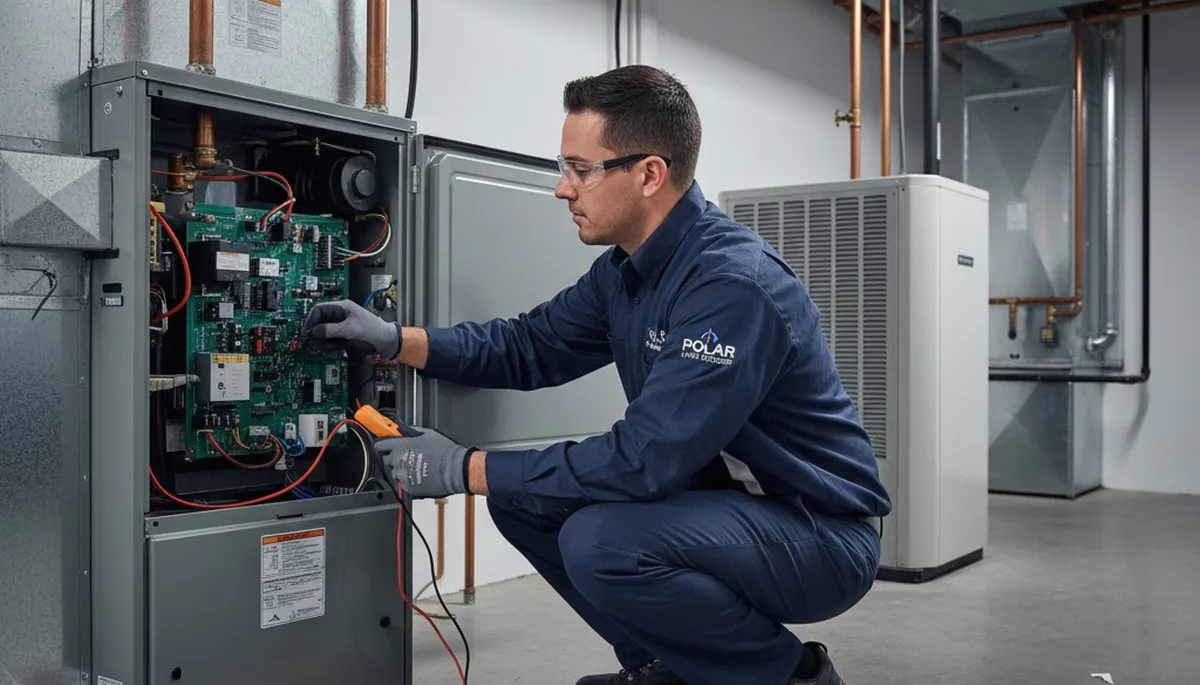 Technician repairing home furnace system in Cincinnati, OH for Five Star Cooling