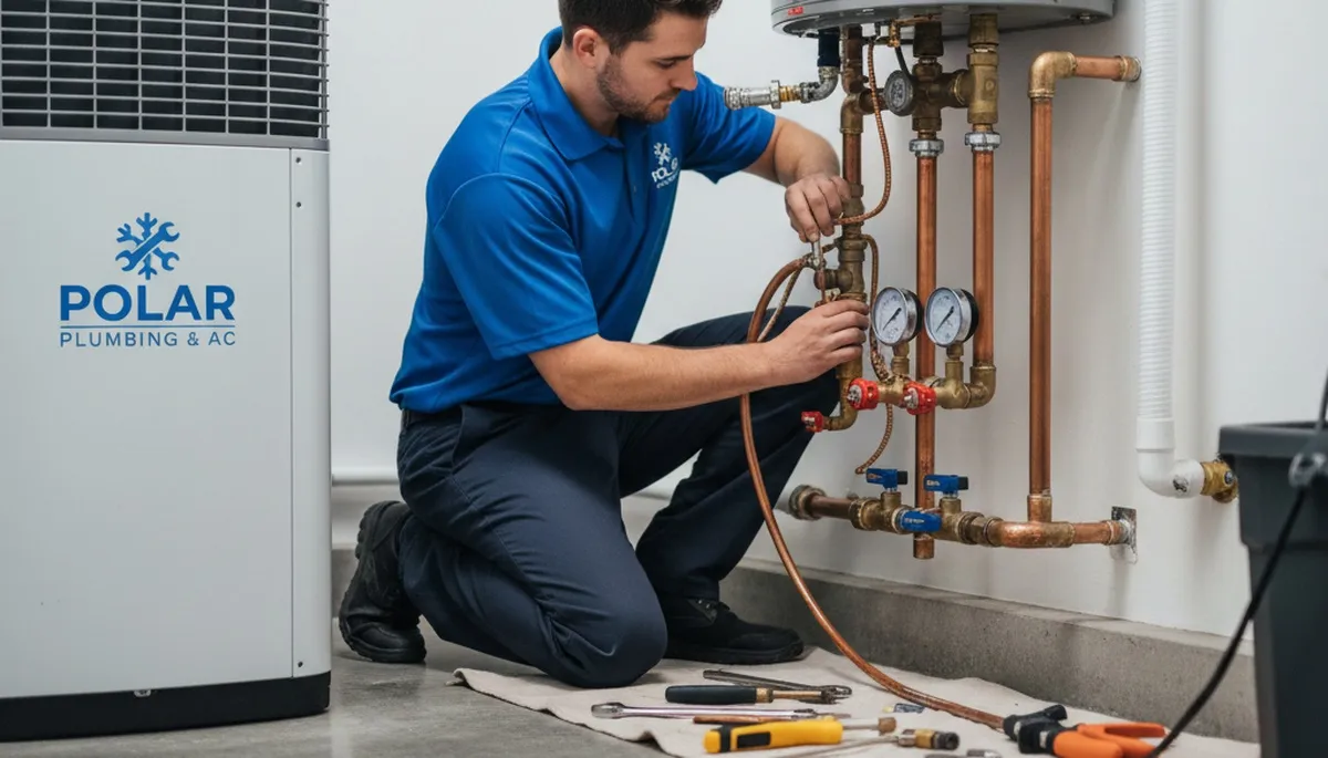 Licensed plumber fixing residential pipes in Cincinnati, OH for Five Star Cooling plumbing services
